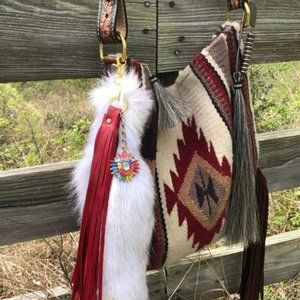 Wine Red Boho Canvas Crossbody Bags